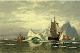 William Bradford Canvas Paintings - Arctic Whaler Homeward Bound Among the Icebergs